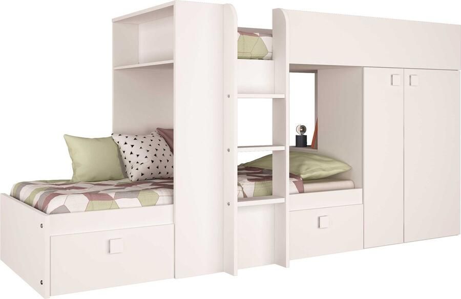 Trasman Stapelbed Beau (lattenbodem onderste bed niet inbegrepen) 90x200 Wit - Foto 2