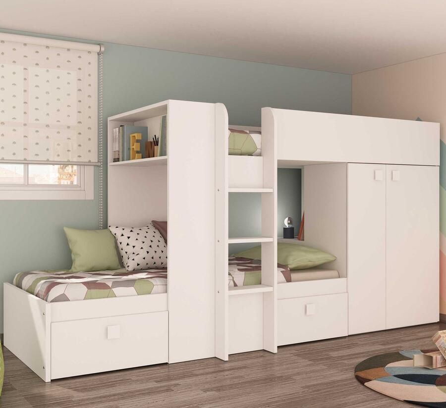 Trasman Stapelbed Beau (lattenbodem onderste bed niet inbegrepen) 90x200 Wit