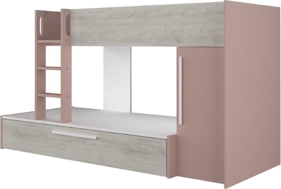 Trasman Stapelbed Fleur met kast & bedlade 90x200 Roze