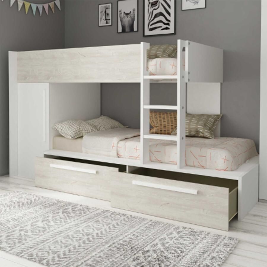 Trasman Stapelbed Fleur met kast & lades 90x200 Wit