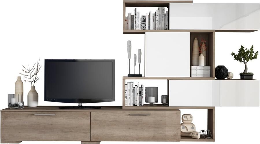 Trasman TV Meubel Tv-meubel Verena 230 233cm Wit; Bruin - Foto 3