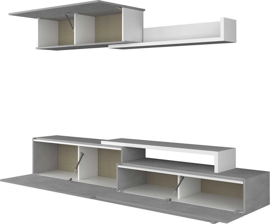 Vente-unique Trasman- TV Meubel Tv-meubel Izquierdo 3 deuren 240cm Grijs; Betonlook