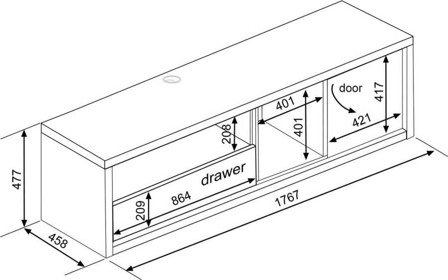 Trasman Tv-meubel Frame 177cm donkere eik