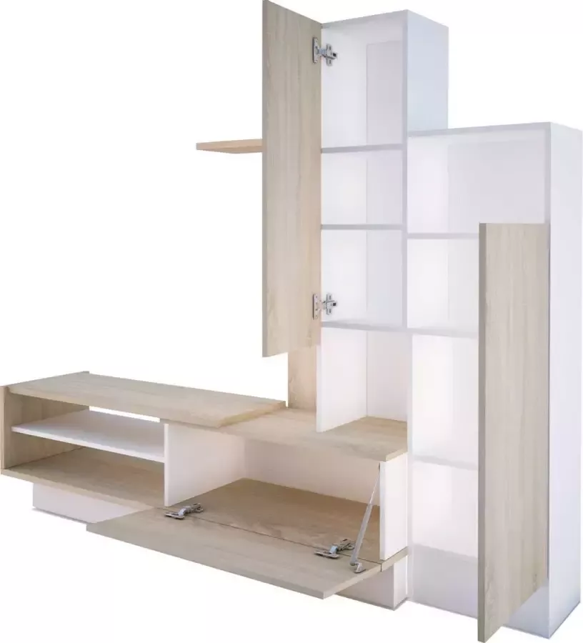 Trasman TV Meubel Tv-meubel Benno 200cm Wit; Bruin