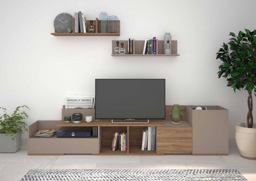 Trasman TV Meubel Tv-meubel Boost 180cm Bruin; Grijs