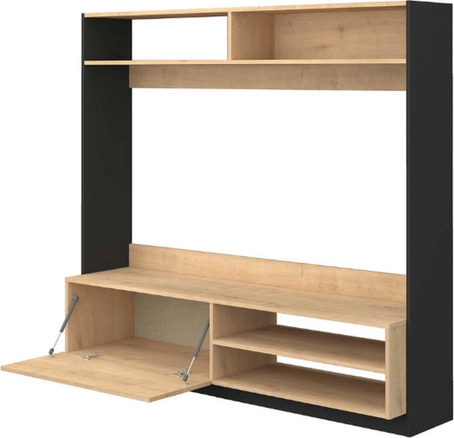 Trasman TV Meubel TV-meubel Daphne met opklapdeur 163cm Bruin; Zwart