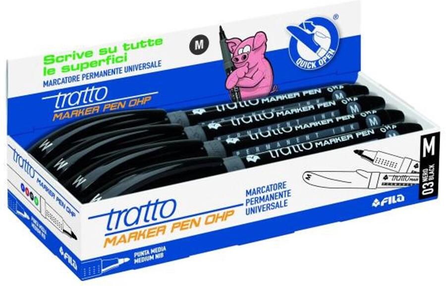 Tratto 806703 markeerstift 8 stuk(s) Zwart