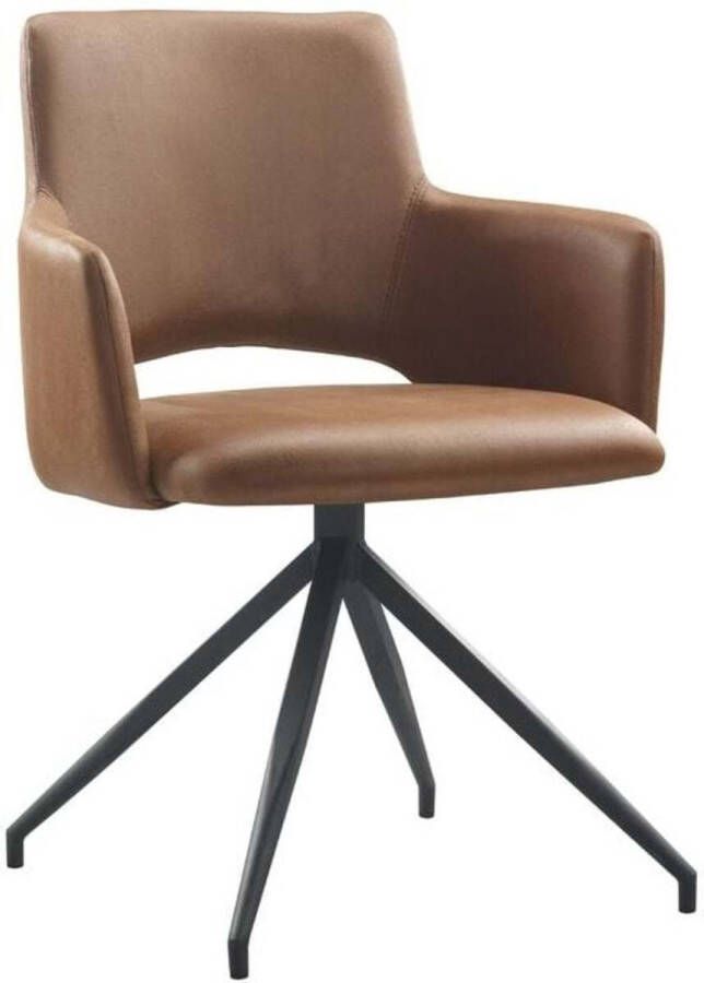 Trend Living Alix Eetkamerstoel Bruin Stof Stoel Normale eetkamerstoel Draaibaar Met Armleuning