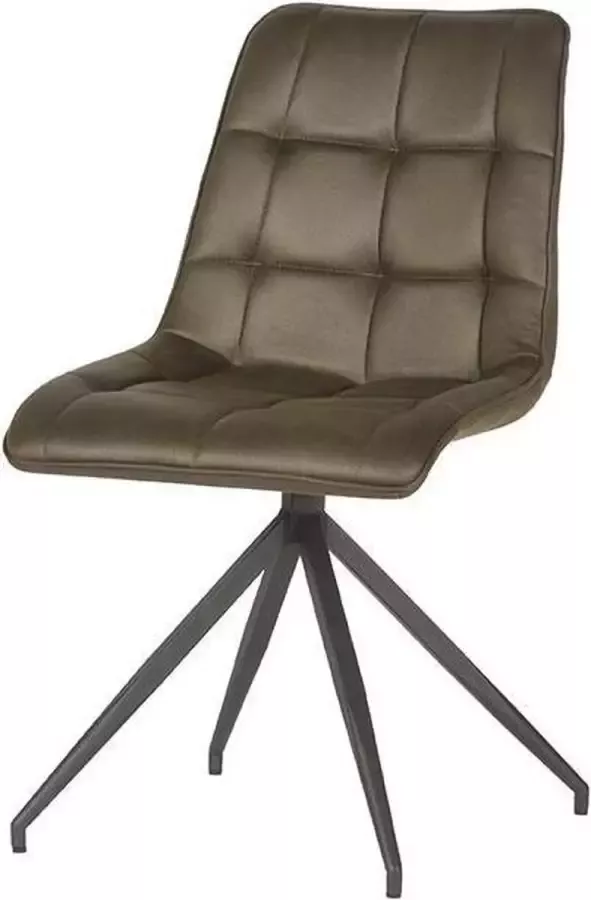 Trend Living LABEL51 Eetkamerstoel Dave Army Microvezel Zwart Metaal