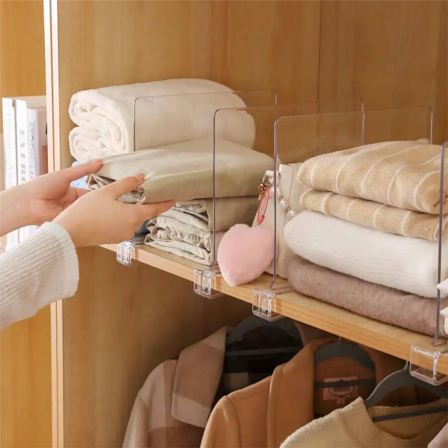 Trend Tugs Plankverdeler 4 Stuks Transparant Kledingkast Organizer Plank Organizer Opberg