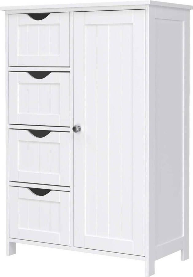 Trend24 Badkamerkast Opbergkast Ladekast Dressoir Opbergkast binnen MDF 55 x 30 x 81 cm Wit