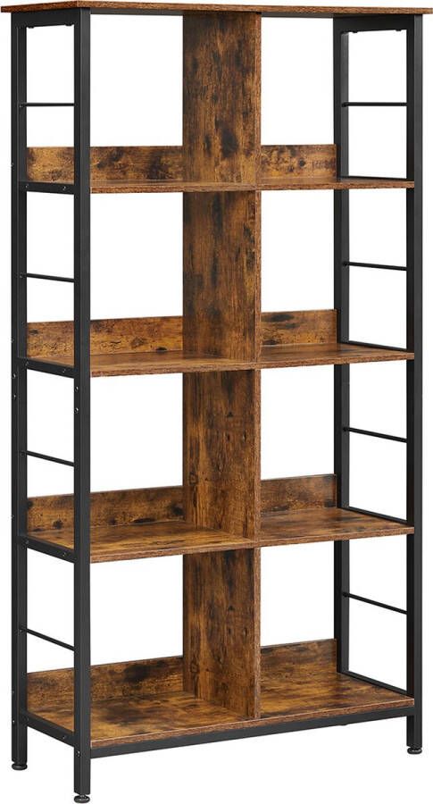 Trend24 Boekenkast industrieel Wandkast Woonkamer kast 5 planken 80 x 33 x 149 cm Bruin Zwart