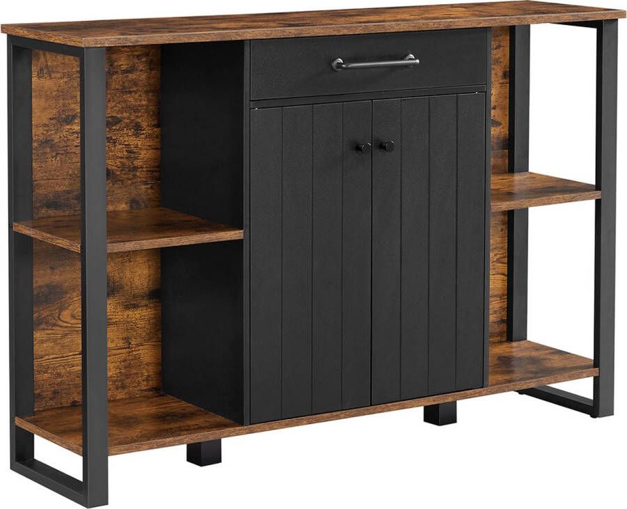 Trend24 Dressoir Sidetable Console tafel Bijzettafel Wandtafel Woonkamertafel Met deuren 120 x 30 x 80 cm Bruin Zwart