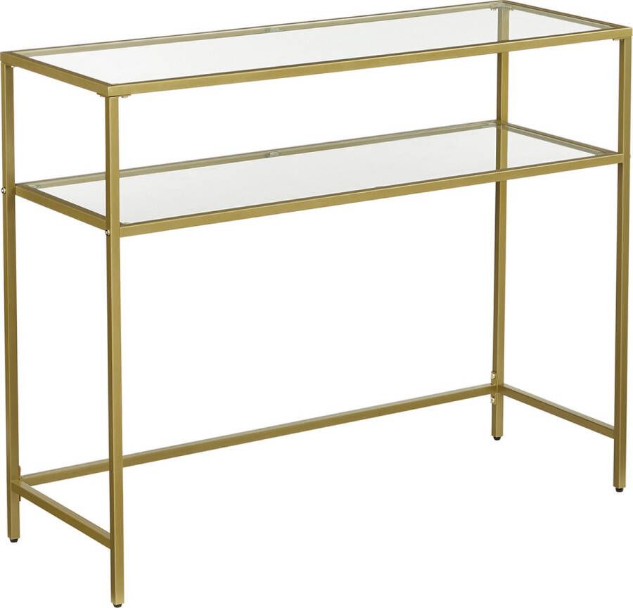 Trend24 Dressoir Sidetable Console tafel Bijzettafel Wandtafel Woonkamertafel Met glas 100 x 35 x 80 cm Goud