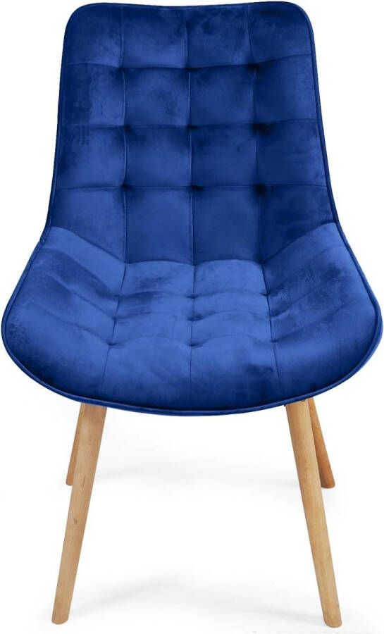 Trend24 Eetkamerstoel Eetkamerstoelen Eetkamerstoel met armleuning Stoelen Gestoffeerde stoel 6 kg Hout Blauw 60 x 54 x 84 cm