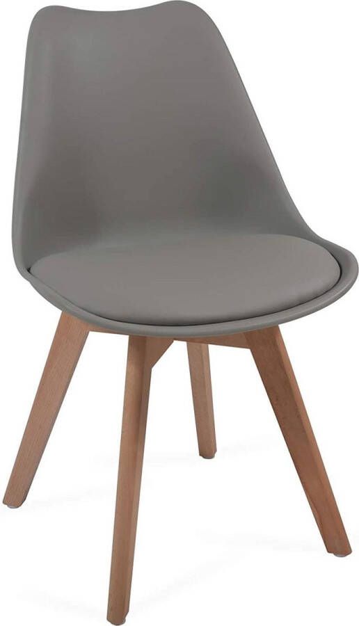 Miadomodo Trend24 Eetkamerstoelen Scandinavische stijl Set van 4 stuks Grijs Stoffen bekleding Metaal Massief hout - Foto 2