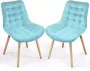 Miadomodo Trend24 Eetkamerstoelen set van 2 Stoelen eetkamer Stoelen set van 2 Stoelen 2 stuks Stof Beukenhout Turquoise - Thumbnail 2