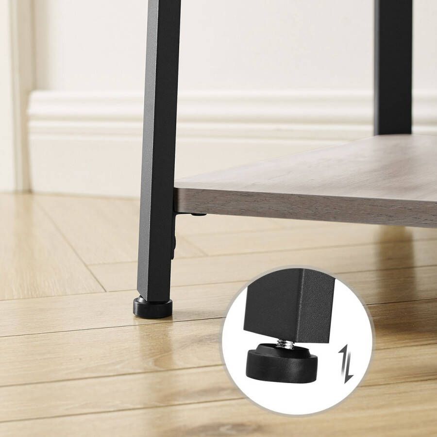 Trend24 Kapstok staand Garderoberek Halmeubel 43 x 43 x 180 cm Grijs Zwart