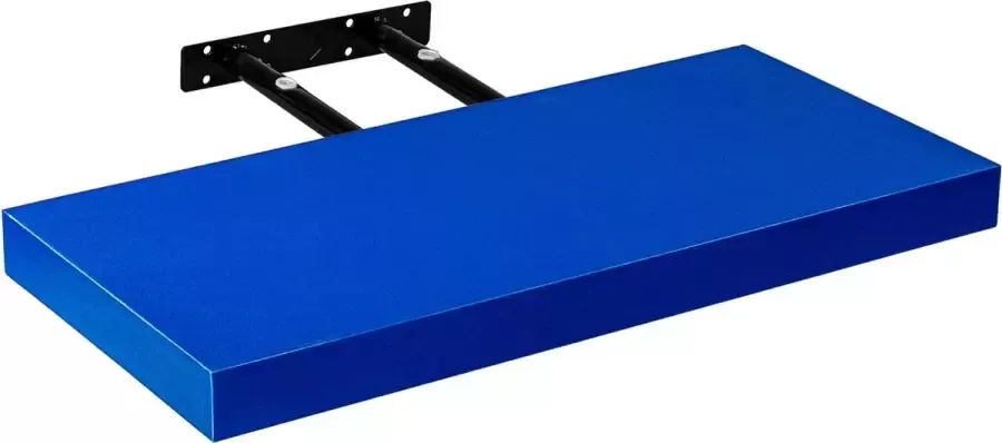 Trend24 Muurplank Wandplank zwevend Wandplank Draagvermogen 10 kg MDF Staal Blauw 110 x 23 5 x 3 8 cm