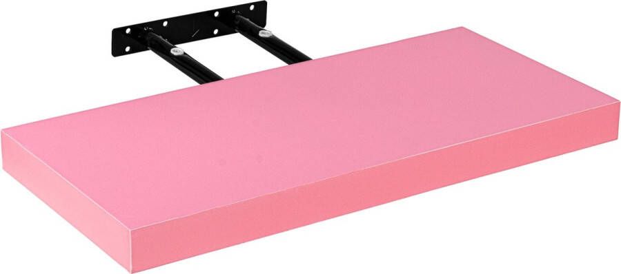 Trend24 Muurplank Wandplank zwevend Wandplank Draagvermogen 10 kg MDF Staal Roze 110 x 23 5 x 3 8 cm