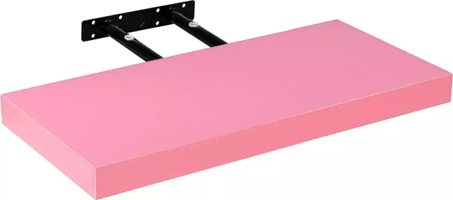 Trend24 Muurplank Wandplank zwevend Wandplank Draagvermogen 10 kg MDF Staal Roze 50 x 23 5 x 3 8 cm