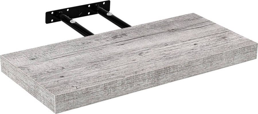 Trend24 Muurplank Wandplank zwevend Wandplank Draagvermogen 10 kg MDF Staal Witte houttinten 100 x 23 5 x 3 8 cm