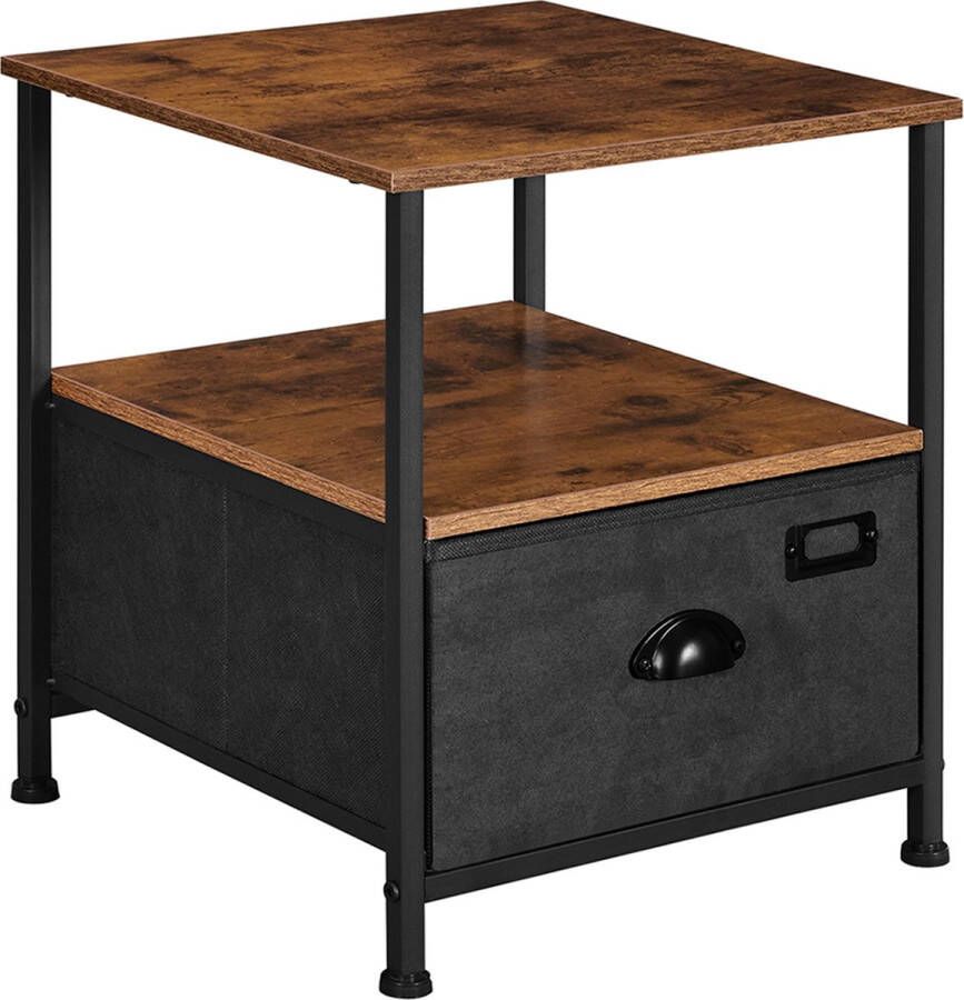 Songmics Nachtkastje industrieel Nachtkastje met lade Bijzettafel Sidetable 40 x 40 x 55 cm Bruin Zwart