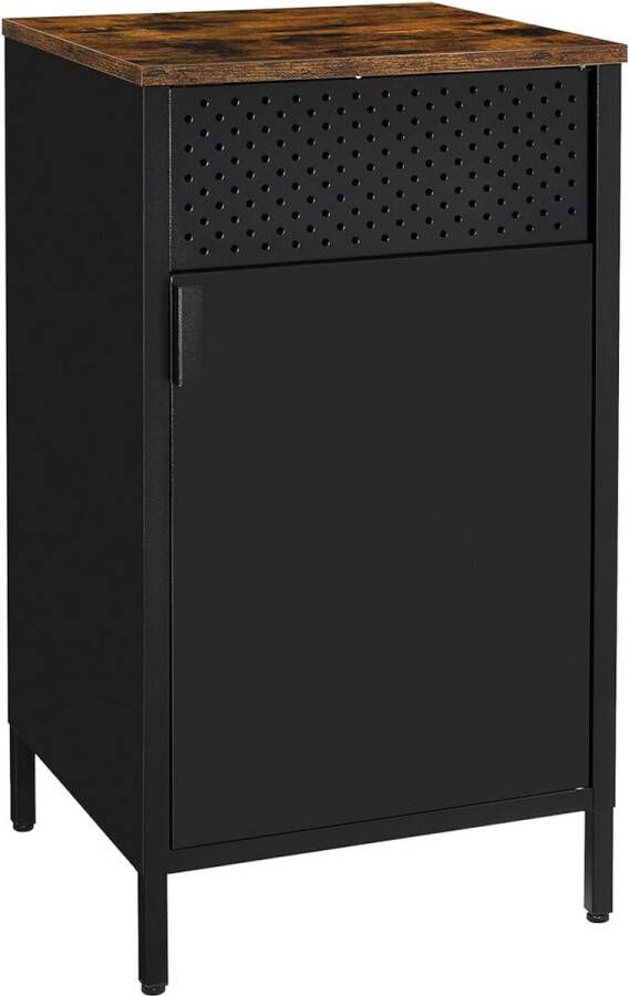 Trend24 Opslagkast Kleine kast Nachtkastje Kantoorkast Nachtkast MDF Metaal -13.9 kg Verstelbaar Bruin Zwart 42.5 x 40 x 76 cm