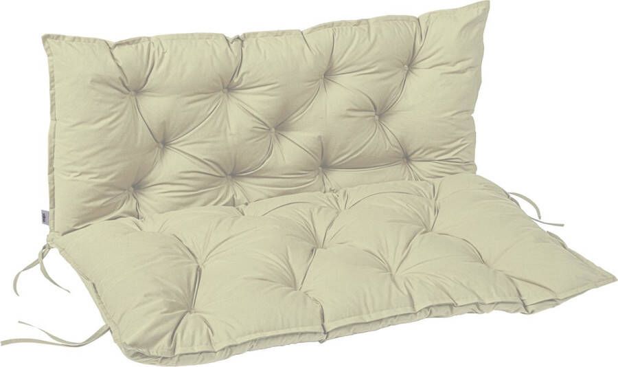 Trend24 Palletkussen Palletkussens Lounge kussens Tuinbank kussen Bankkussen Met lage rug Katoen Polyester 2.1 kg Creme 100 cm x 98 cm x 8 cm