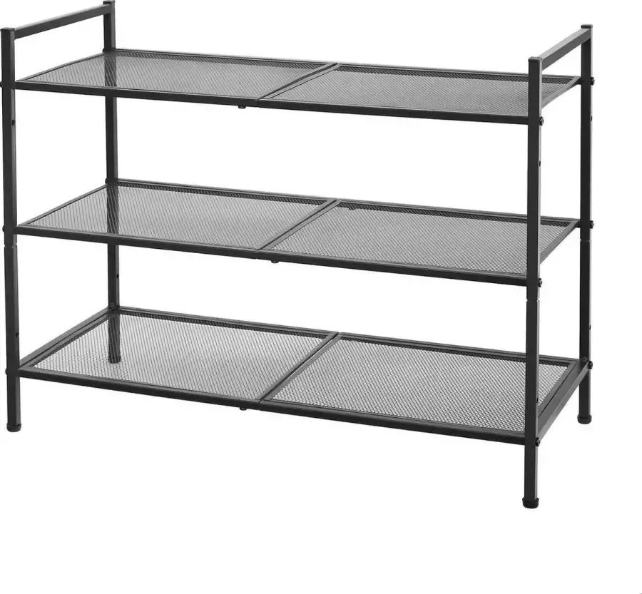 Trend24 Schoenenrek Schoenenbank Schoenenrek deur Schoenenrekken Staal 68 5 x 30 x 53 cm Zwart