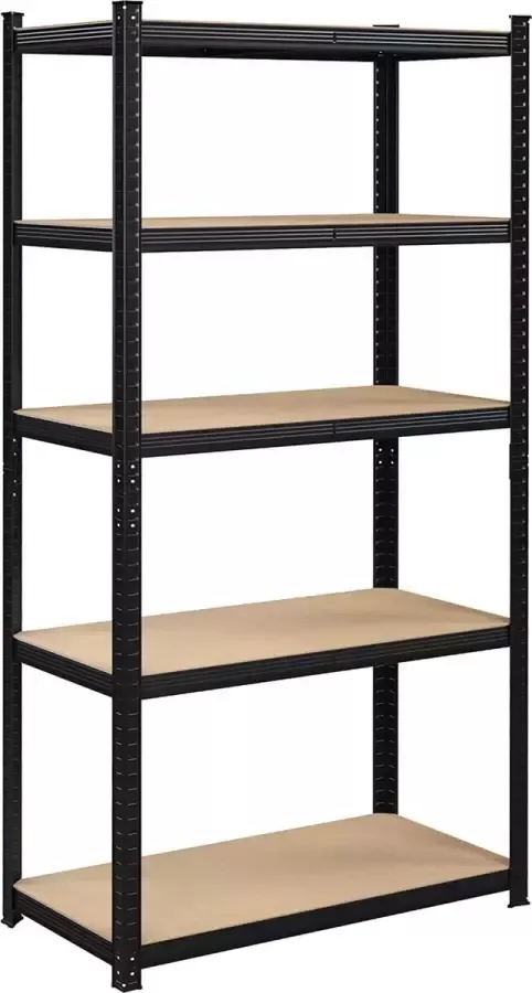 Trend24 Stellingkast Stellingrek Opbergrek Metaal 600 kg draagkracht Verstelbaar 200 x 100 x 50 cm Zwart