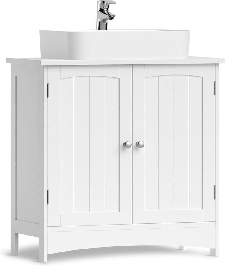 Trend24 Badkamerkast Wastafel onderkast Badkamer kast Badkamermeubel MDF 30 x 60 x 60 cm Mat wit