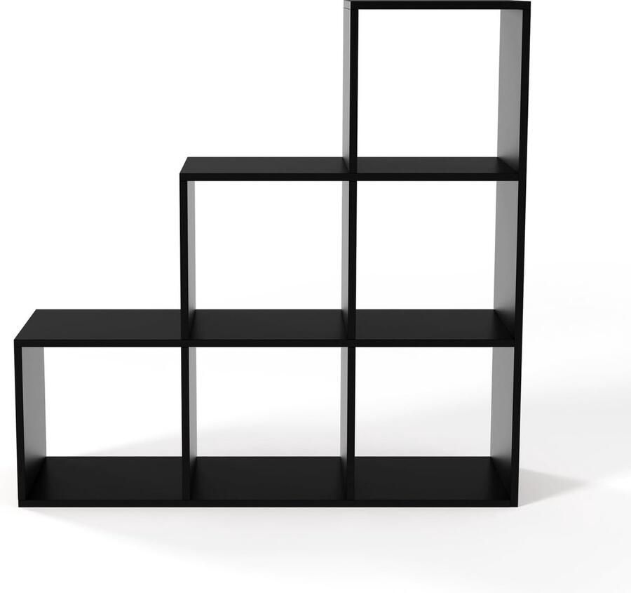 Trend24 Boekenkast Trapkast Trapplank Vakkenkast Ladderkast Schuine kast Boekenkast kind 24 kg MDF Zwart 97.5 x 29 x 97.5 cm