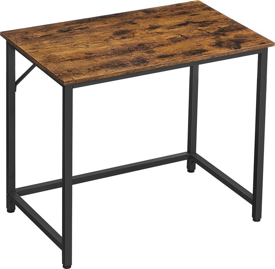 Trend24 Bureau Bureautafel Industrieel bureau Computerbureau Kantoortafel Tekentafel Smal 80 x 50 x 75 cm Bruin Zwart