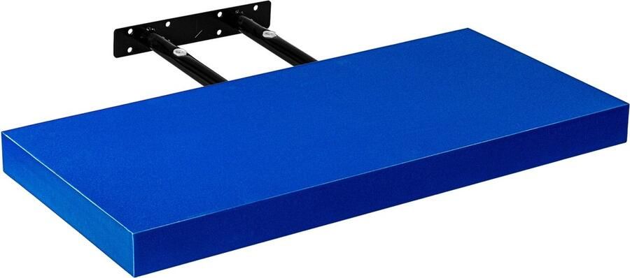 Trend24 Muurplank Wandplank zwevend Wandplank Draagvermogen 10 kg MDF Staal Blauw 60 x 23 5 x 3 8 cm