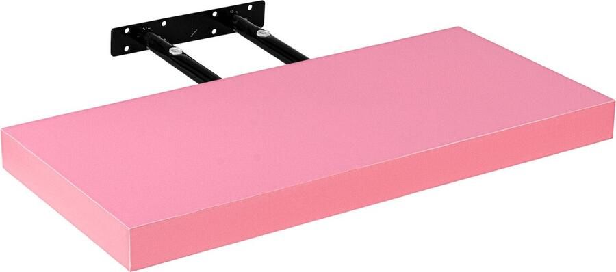 Trend24 Muurplank Wandplank zwevend Wandplank Draagvermogen 10 kg MDF Staal Roze 60 x 23 5 x 3 8 cm