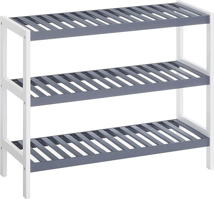 Trend24 Schoenenrek badkamerrek Schoenenrek bamboe Keukenrek bamboe 3.4 kg Wit 70 x 26 x 55 cm