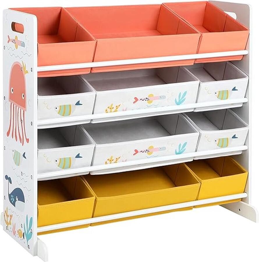Trend24 Speelgoedkast Opbergkast kinderen Speelgoedrek Opbergkast kinderen speelgoed 10 kg MDF Wit 83 x 38 x 78 cm