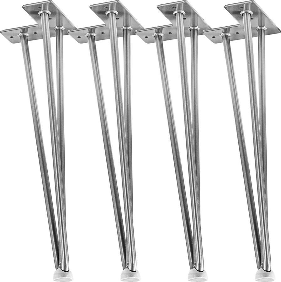 Trend24 Tafelpoten Meubelpoten Hairpin poten Meubelpoten set van 4 5 kg 4 stuks Staal Zilver 40 cm