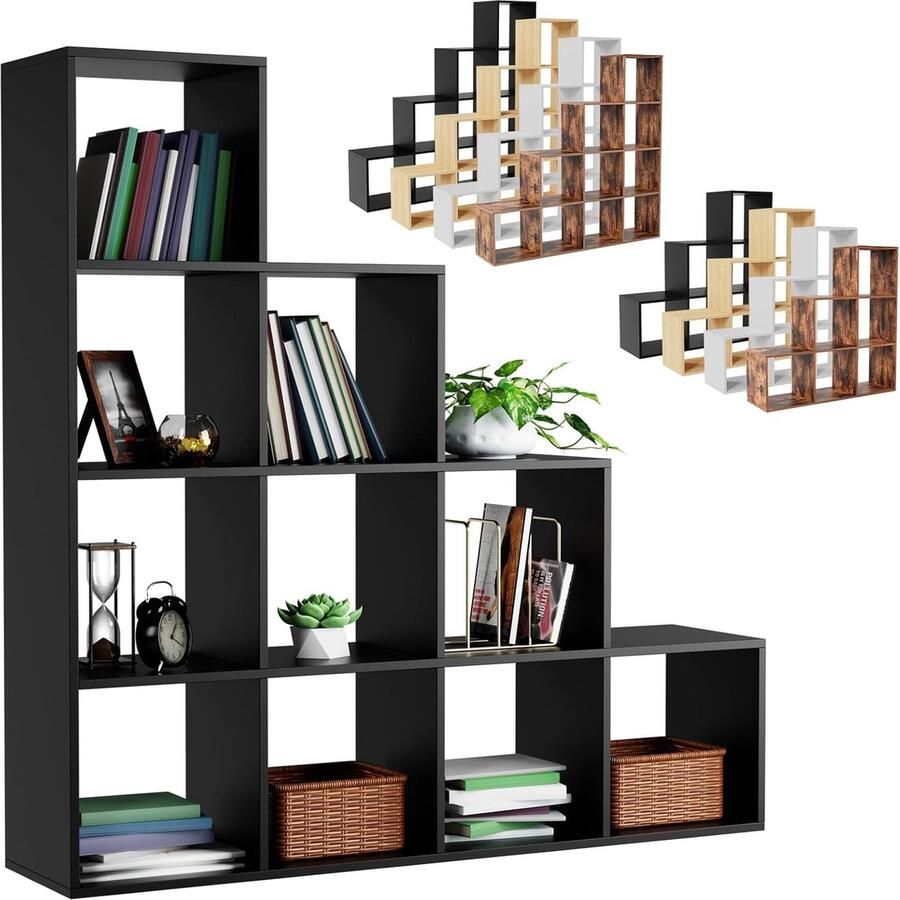 Trend24 Vakkenkast Opbergkasten Opbergkast speelgoed organizer Vakkenkast roomdivider 24 kg MDF Zwart 31 x 29 x 130 cm