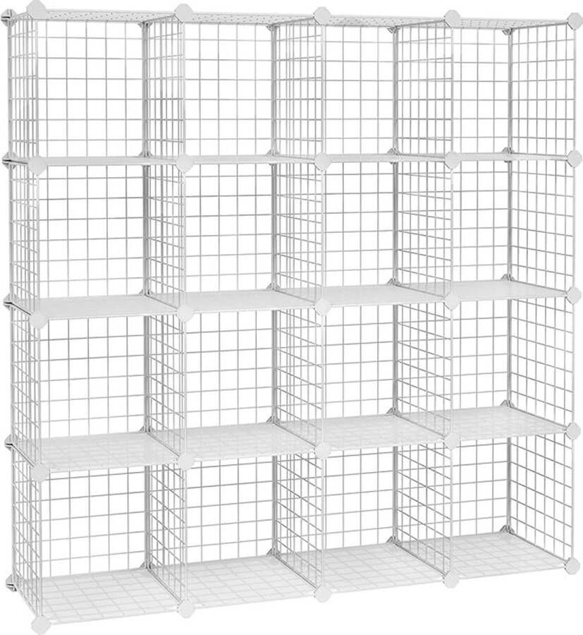 Trend24 Vakkenkast Opbergkasten Opbergkast speelgoed organizer Vakkenkast roomdivider 11 kg Kunstof Verstelbaar Wit 123 x 31 x 123 cm