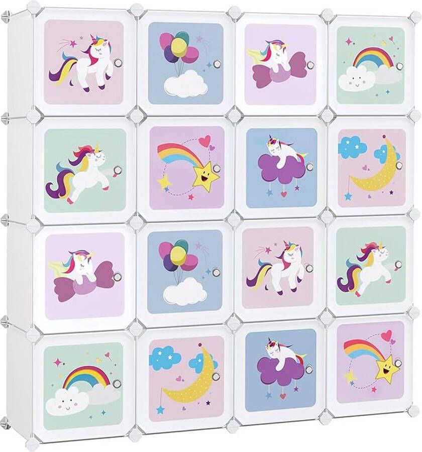 Trend24 Vakkenkast Opbergkasten Opbergkast speelgoed organizer Vakkenkast roomdivider Stof 10.5 kg Wit 123 x 31 x 123 cm