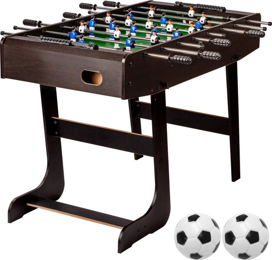 Trend24 Voetbaltafel Tafelvoetbal Kickertafel Tafelvoetbalspel Tafelvoetbaltafel Tafelvoetbal balletjes Tafelvoetbal opklapbaar Complete set Inclusief ballen 20 kg MDF Donker bruin L 121 x B 101 x H 79 cm