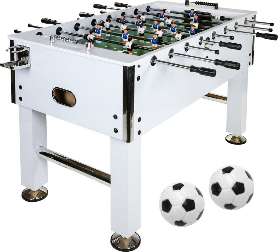 Trend24 Voetbaltafel Tafelvoetbal Kickertafel Tafelvoetbalspel Tafelvoetbaltafel Tafelvoetbal balletjes Complete set Inclusief ballen 60 kg MDF Wit L 140 x B 73 x H 87 cm