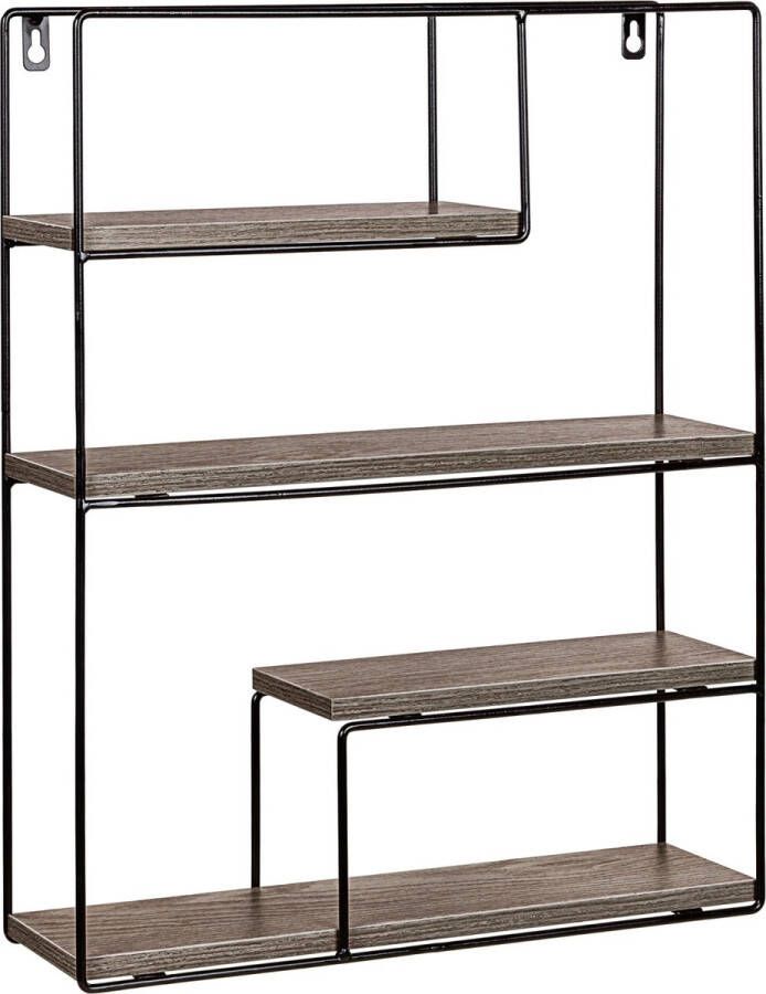 Trend24 Wandkubus Wandrek Boekenplank Wandplank Rechthoekig 2.25 kg MDF PVC Zwart Donker hout 40 x 13 x 50.5 cm