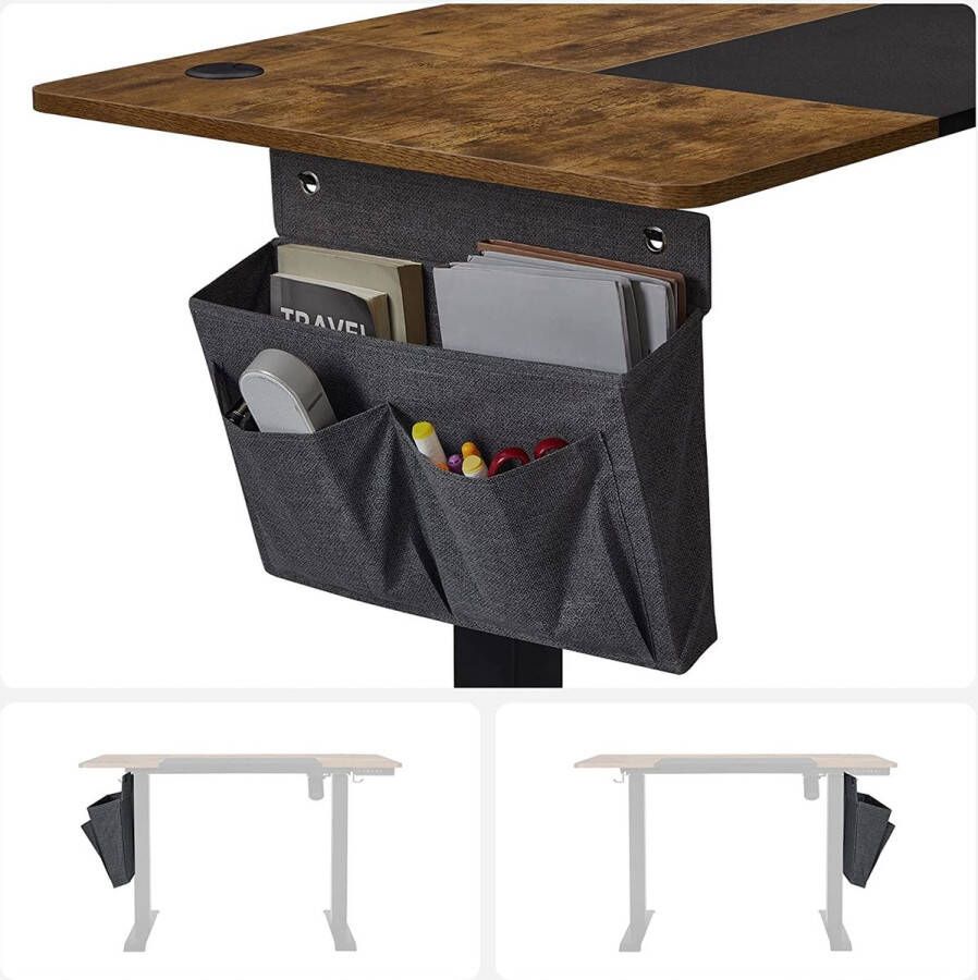 Trend24 Zit sta bureau elektrisch Computertafel Verstelbaar bureau Elektrisch bureau Game bureau Memory bediening Met opbergruimte 140 x 60 cm Bruin Zwart