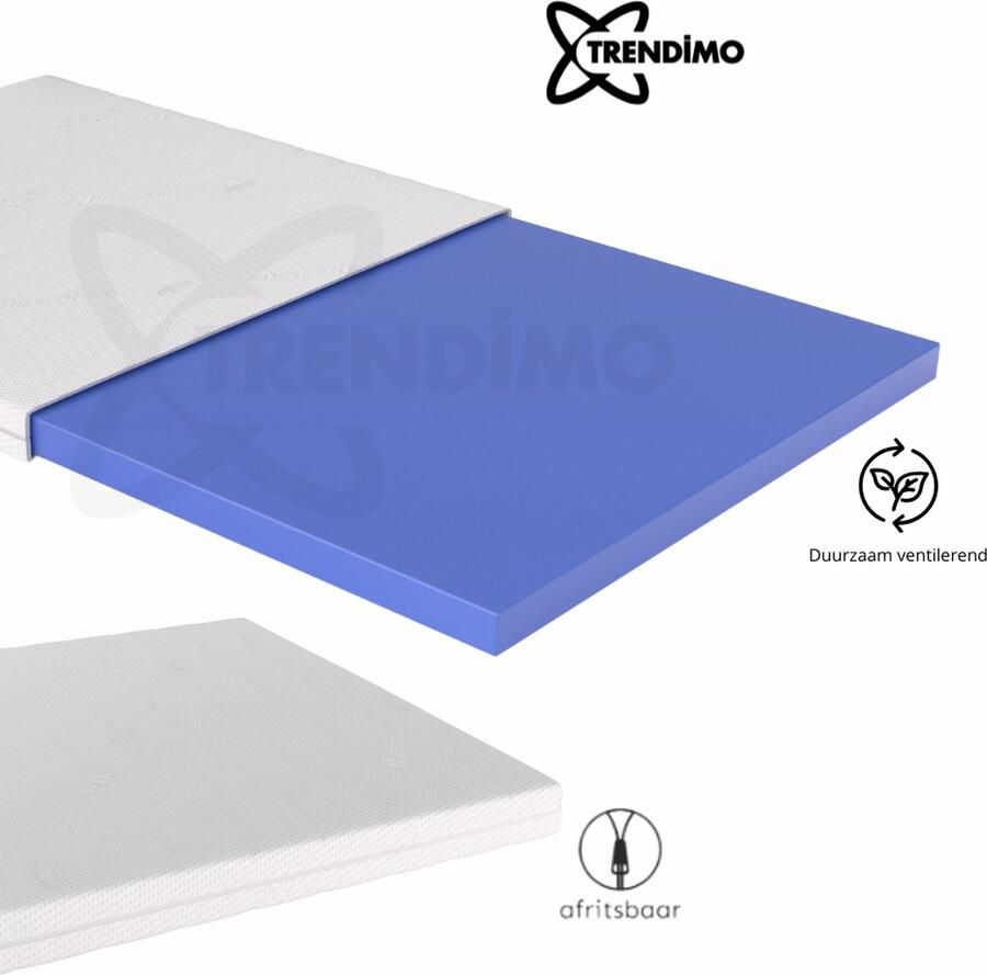 Trendimo Topmatras 160x200 Topper Matras HR Koudschuim -Bamboo Hybrid Topdekmatras 8cm Afritsbaar Wasbaar Tijk Orthopedisch Purschuim Anti-allergisch Topper Hotel XL Anti Bacterieel - Foto 3