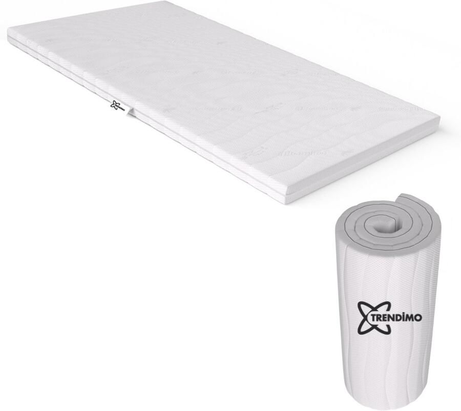 Trendimo CaravanTopmatras 160x200 Topper PREMIUM BAMBOO Tijk Afritsbaar Wasbaar HR Koudschuim 8 cm Orthopedisch Anti-allergisch Hybrid Topdekmatras Topper Hotel XL Anti Bacterieel Okoetex gecertificeerd