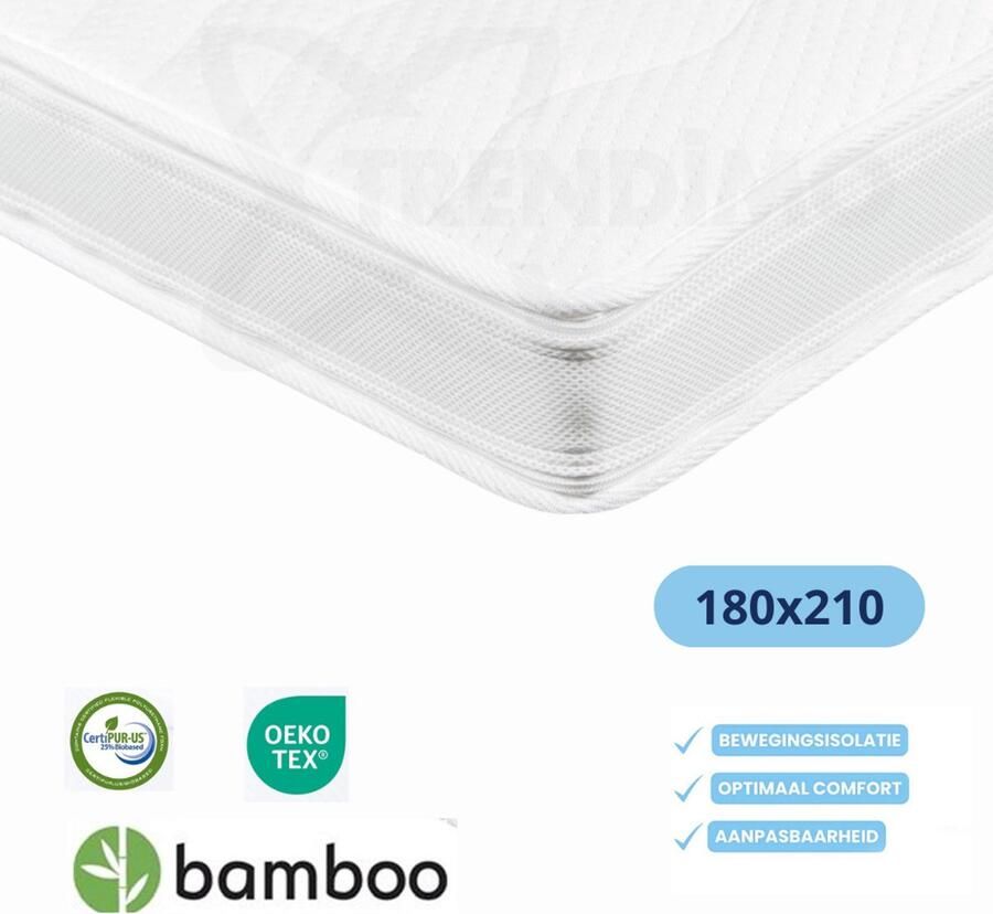 Trendimo DUO TOPPER MATRAS Orthopedisch Luxe Topper Koudschuim 180x210 Bamboo Tijk Extra Ventilerend - Foto 2