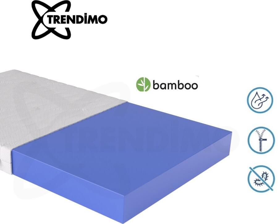 Trendimo Matras 60x120 Koudschuim HR Ventilerend 10cm Gemiddeld Hardheid Anti-allergisch Wasbare hoes Baby Peuter Kleuter